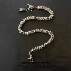 AVAVAVA Punk Heavy-Duty Dragon Bone Jeans Waist Chain Dragon Head Pendant Hip Hop Streetwear Pants Chain Textured Bag Chain