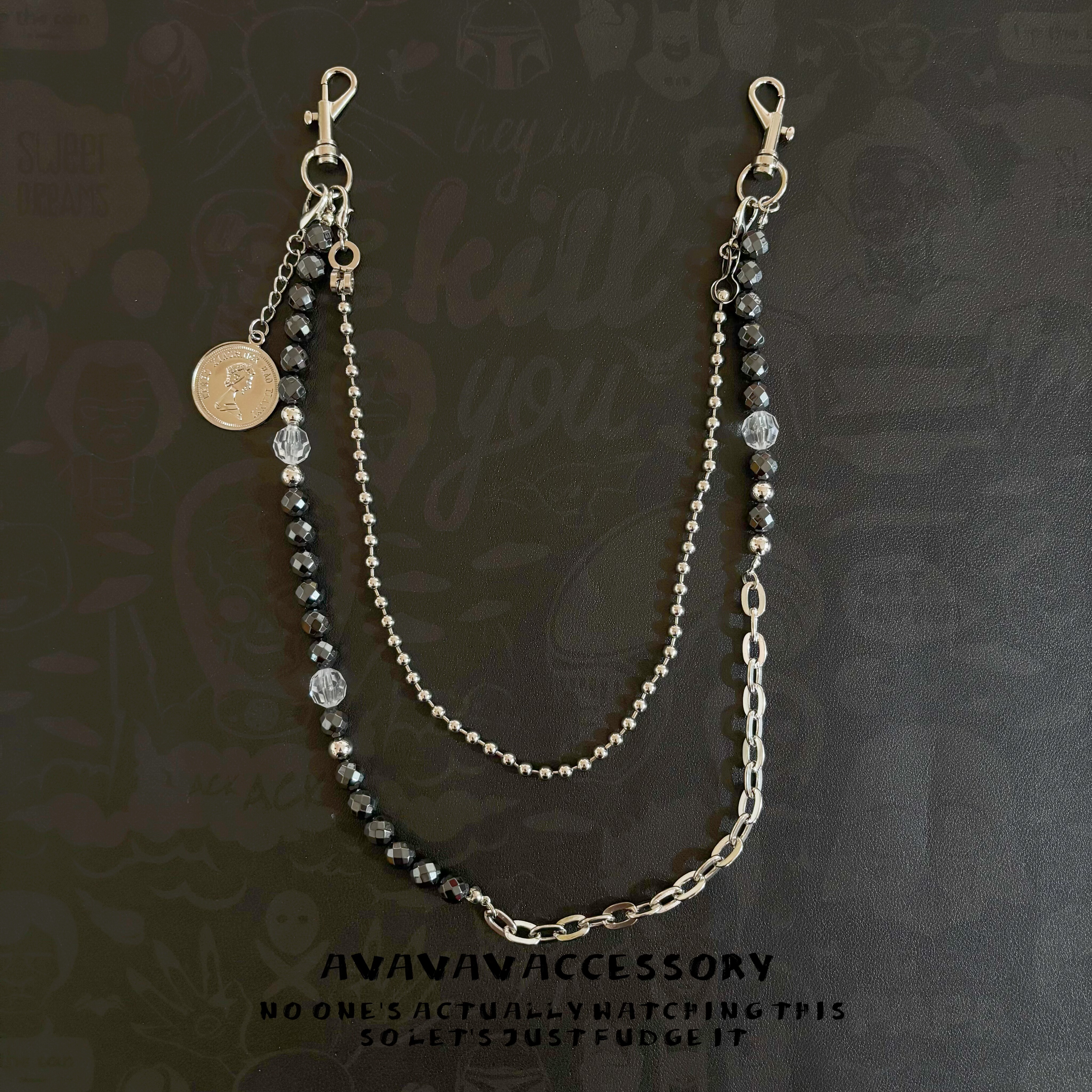 AVAVAV 原创设计男女同款牛仔裤裤链双链朋克嘻哈可拆卸腰链配饰