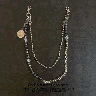 AVAVAVA 原创设计男女同款牛仔裤裤链双链朋克嘻哈可拆卸腰链配饰