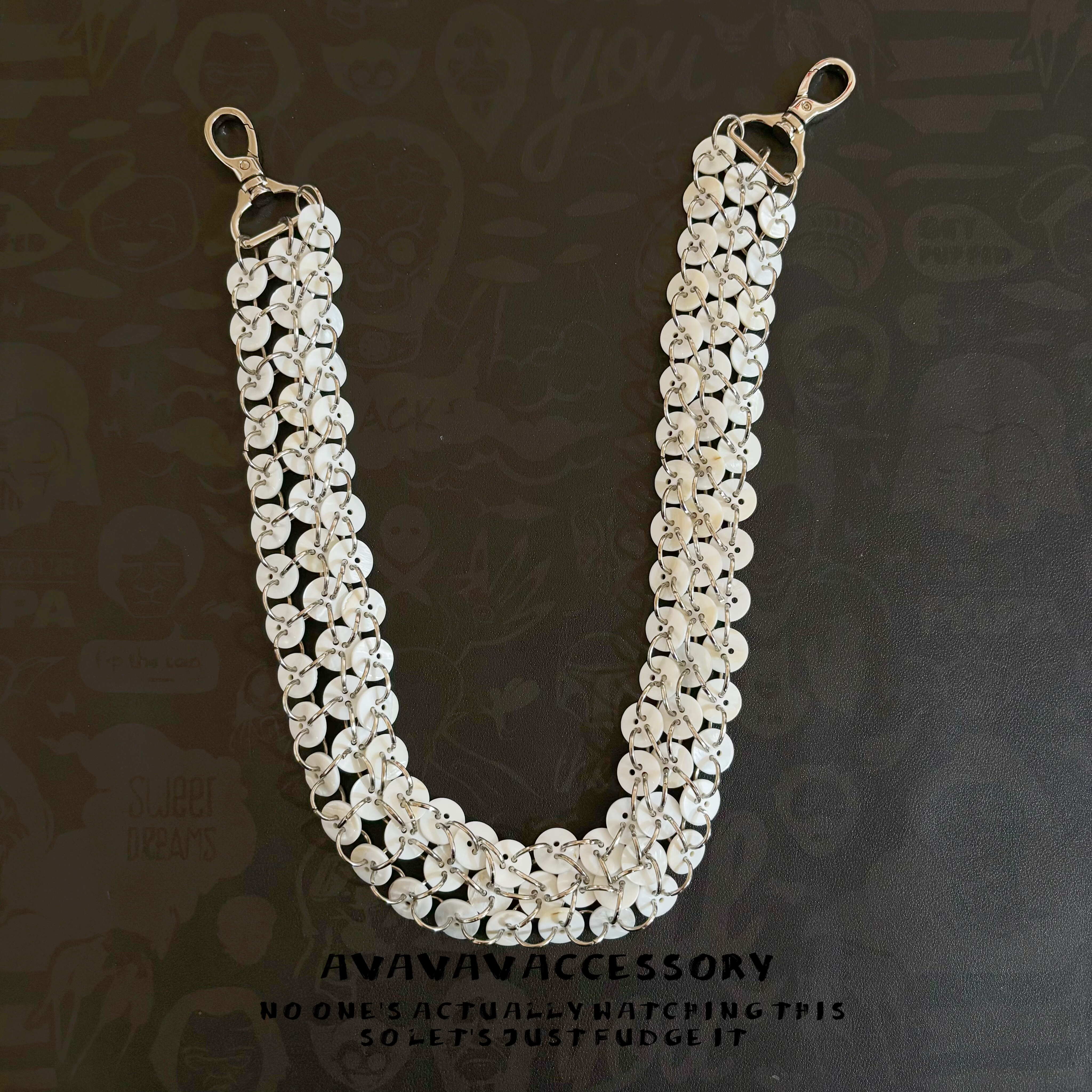 AVAVAVA原创编织贝壳纽扣链条牛仔裤裤链手工时尚腰链ins潮包挂链