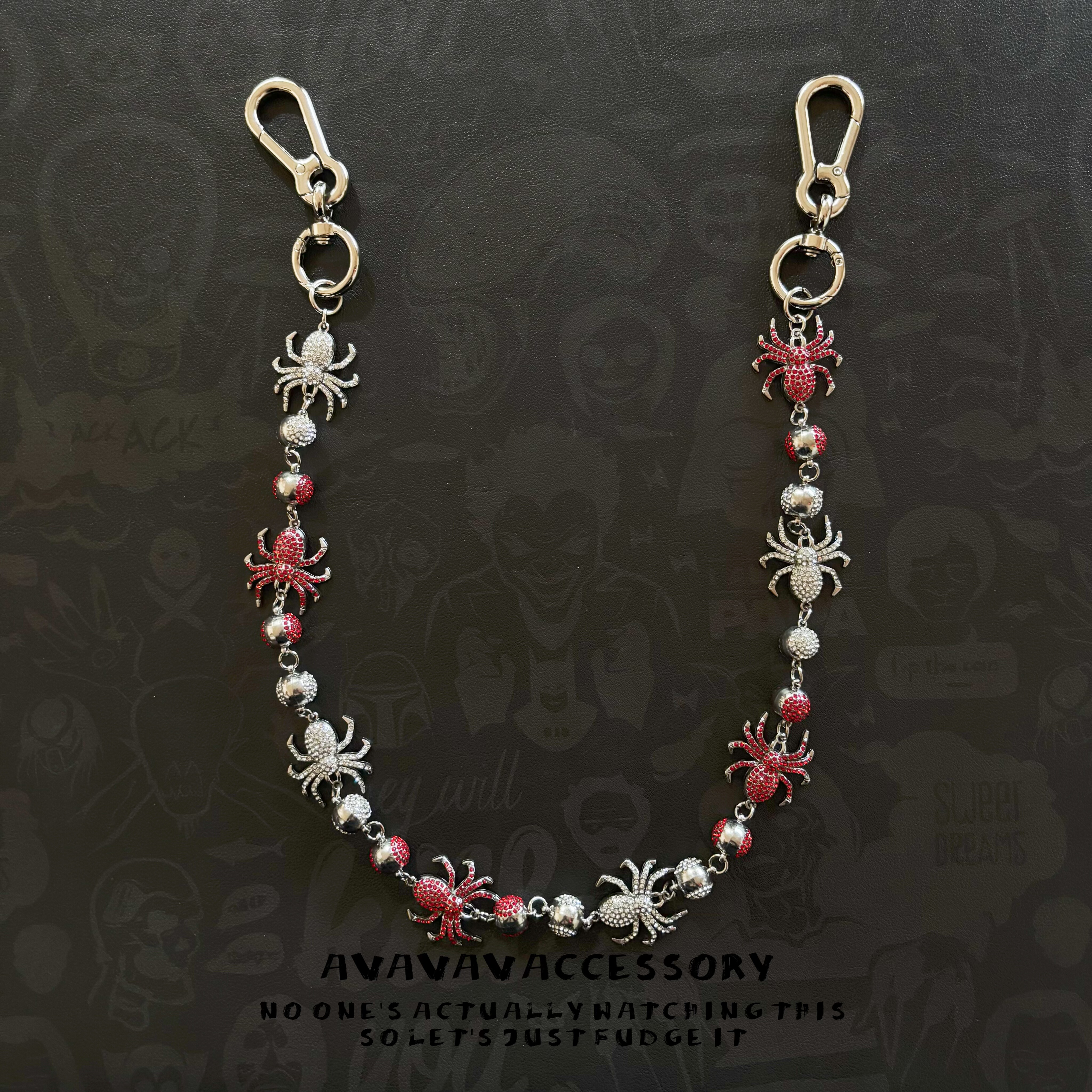 AVAVAVA 小众设计感蜘蛛镶钻牛仔裤腰链男女同款嘻哈裤链包包挂链,服饰配件/皮带/帽子/围巾,腰带/皮带/腰链,淘宝优惠券,粉丝福利购,淘宝优惠卷