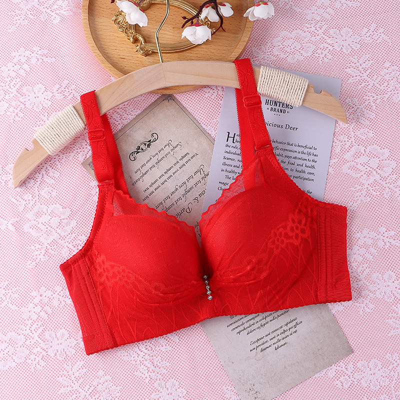 内衣文胸大红色有钢圈聚拢收副乳