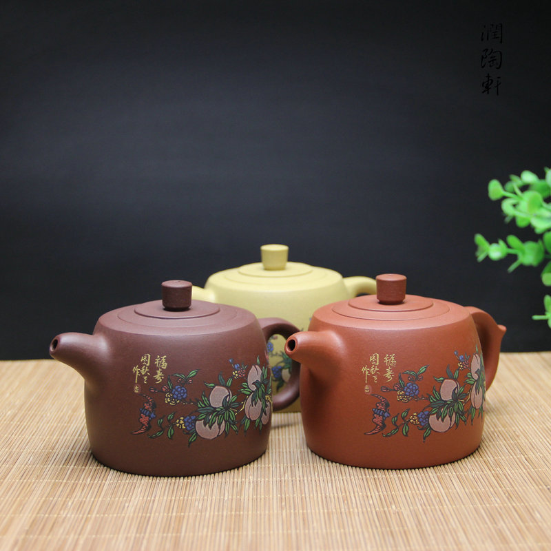 泥绘茶具宜兴原矿紫砂壶
