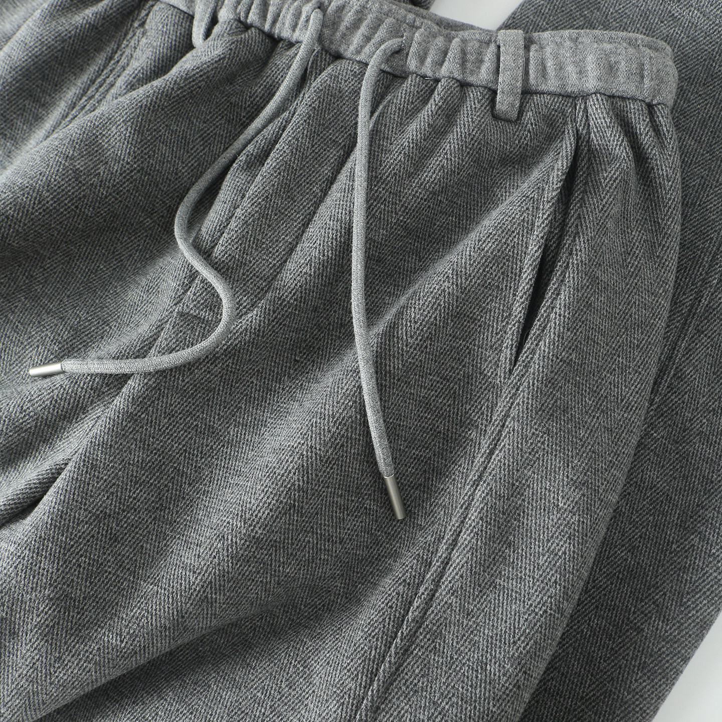 经典人字纹羊毛混纺毛呢加绒裤