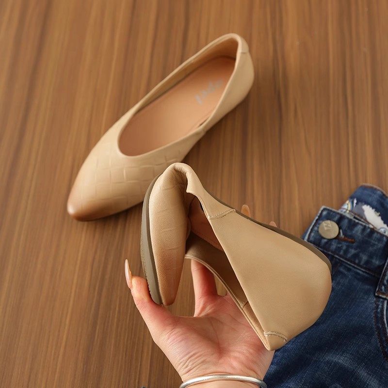 【时髦格纹压格肌理！】尖头单鞋女复古平底浅口女鞋时尚显瘦鞋子,女鞋,浅口单鞋,淘宝优惠券,粉丝福利购,淘宝优惠卷