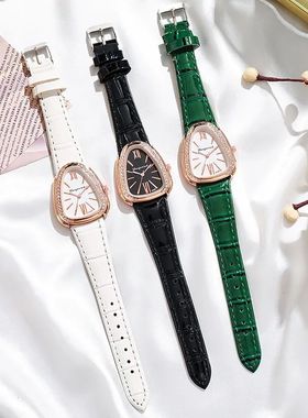 Fashion Snake Shape Dial Women Quartz Watch Casual Leather S