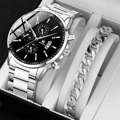 Fashion Mens Stainless Steel Watches Luxury Quartz Wristwatc