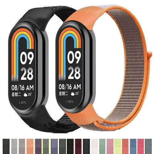 Nylon Loop Strap For xiaomi Mi Band 8 7 6 5 4 3 Bracelet Sma