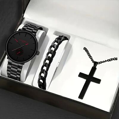 3Pcs Men's Casual Simple Business Three-eye Digital Pointer