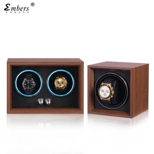 Embers Watch Winder 2 Watches Wooden Storage Box Automatic w