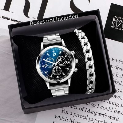 1/2PCS Men Business Watches Fashion Men's Steel Band Quartz
