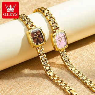 OLEVS Quartz Watch for Women Fashion Retro Square Gold Watch