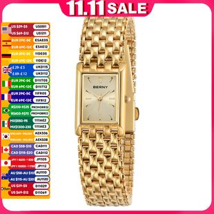 BERNY Gold Watch for Women Square Ladies Quartz Wristwatches