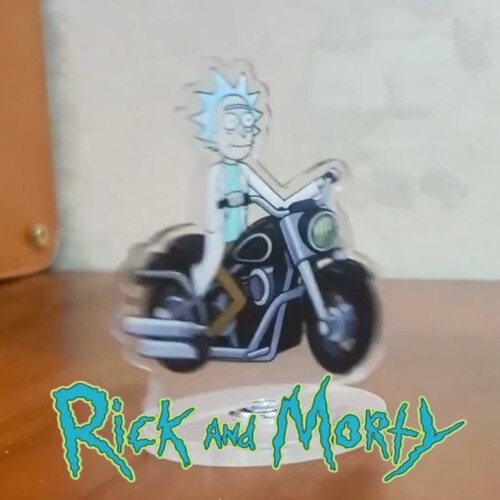 老瑞旋转立牌骑摩托rick and morty瑞克和莫蒂周边玩具摆件模型