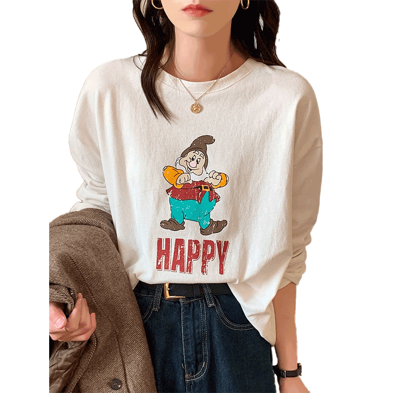 纯棉长袖t恤女内搭白色打底衫