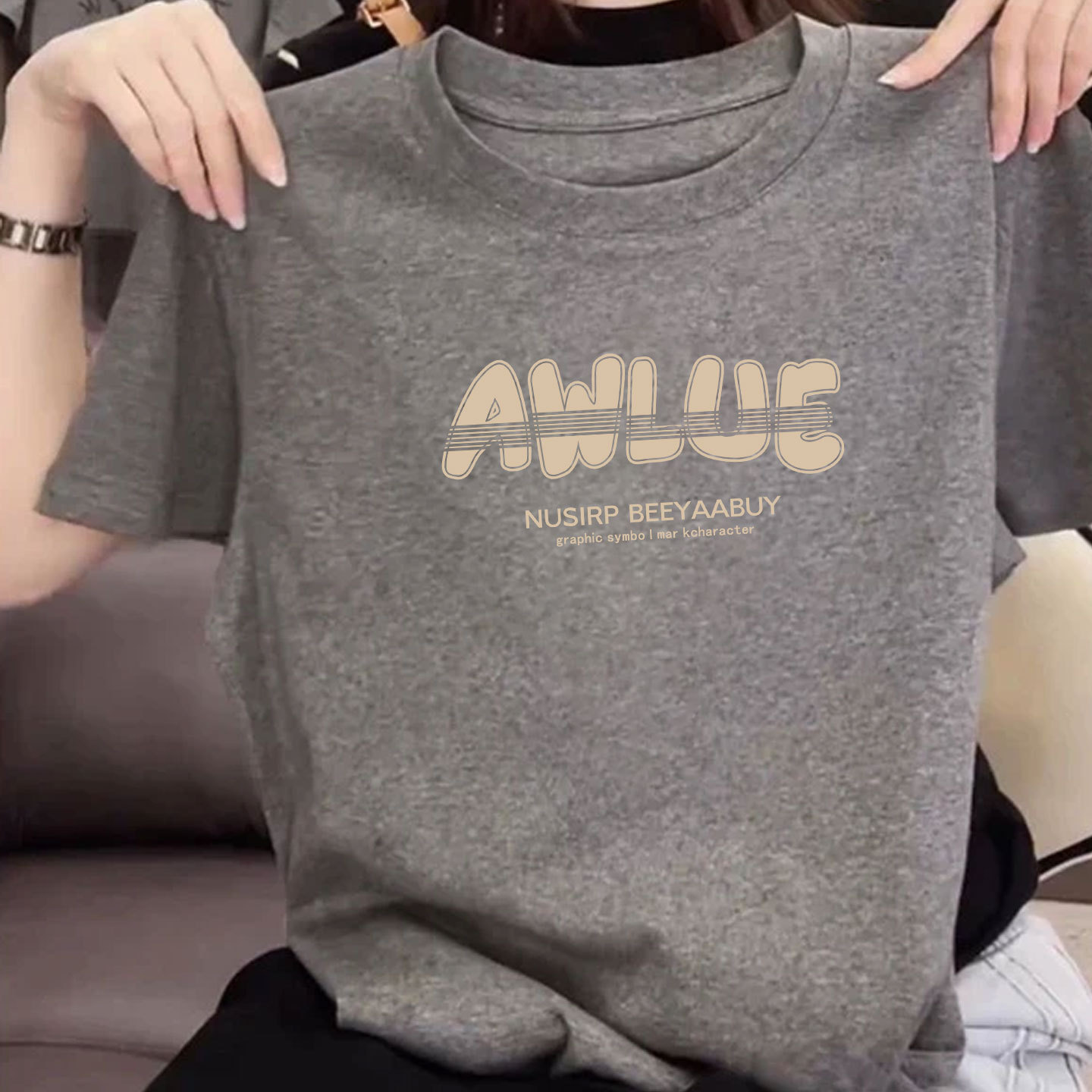 灰色气质重磅纯棉短袖t恤女2025新款夏季高级感韩系chic别致上衣