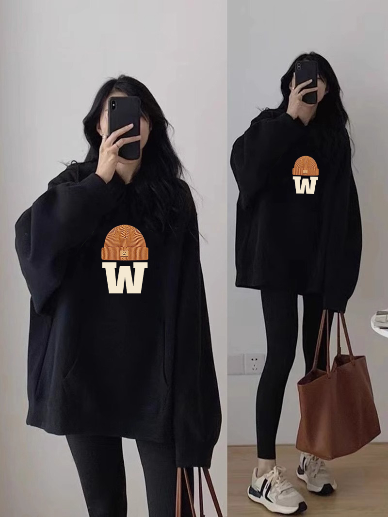 秋冬季新款连帽卫衣女士宽松外套