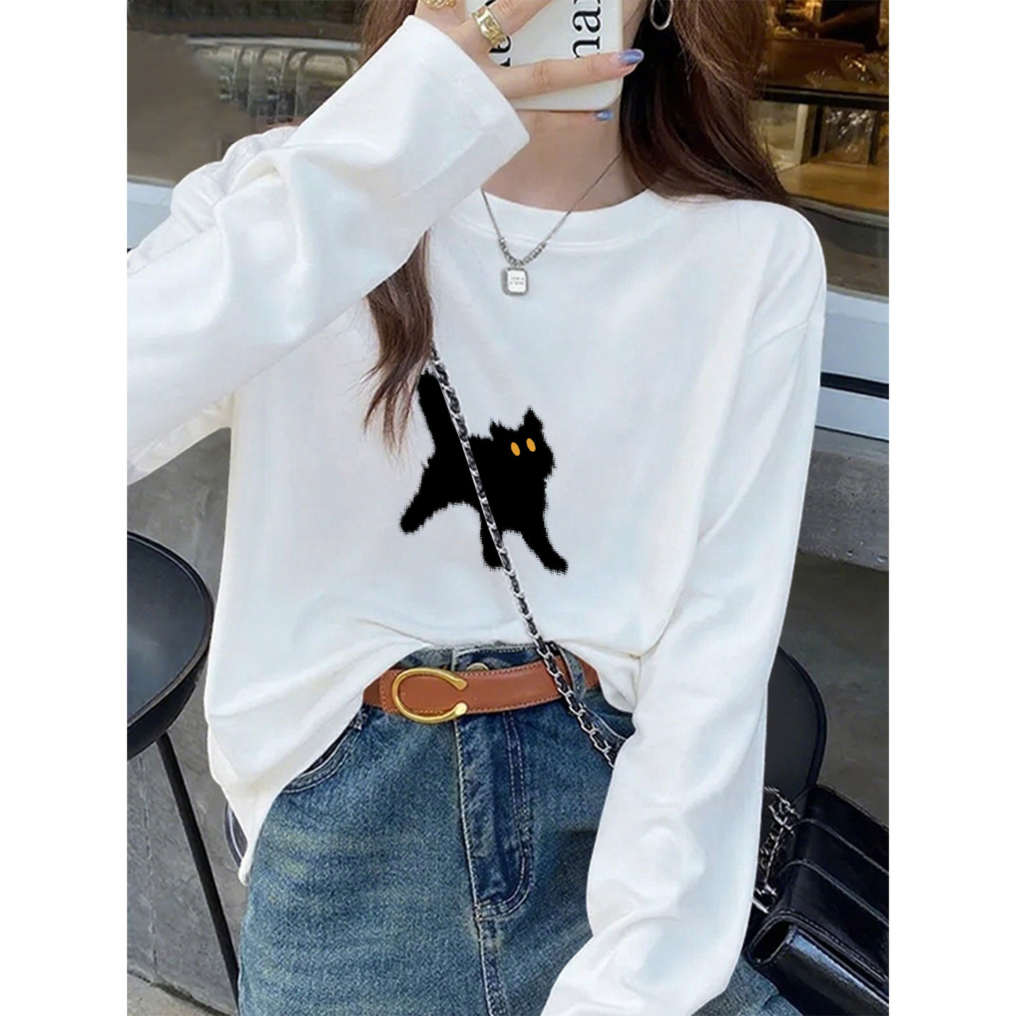 白色纯棉长袖t恤女2025新款秋冬德绒内搭高级感打底衫上衣可外穿