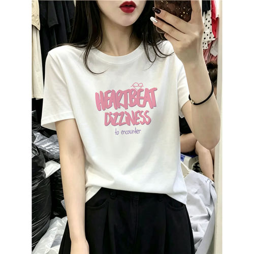 白色纯棉短袖t恤女2026新款夏季宽松百搭大码女装上衣松弛感穿搭