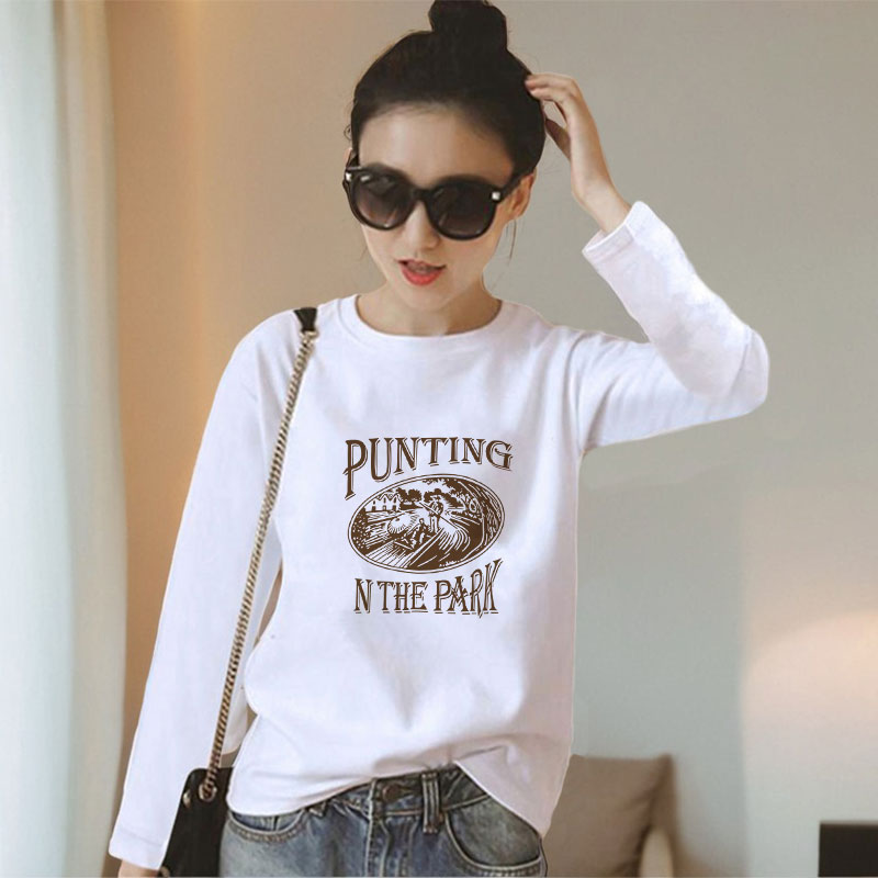 白色纯棉长袖t恤女宽松别致上衣