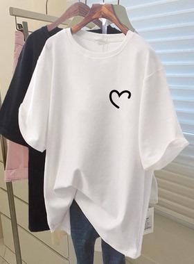 情侣装纯棉短袖t恤女夏季宽松显瘦韩系chic别致小众设计感上衣服