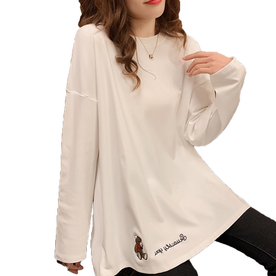 长袖t恤女秋冬内搭打底衫加绒白