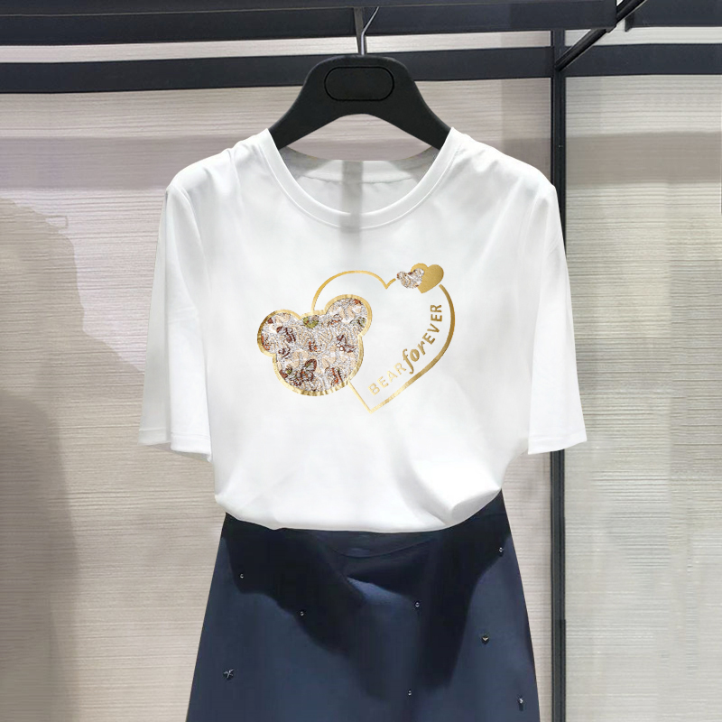 2025春夏新款纯棉白色短袖T恤女