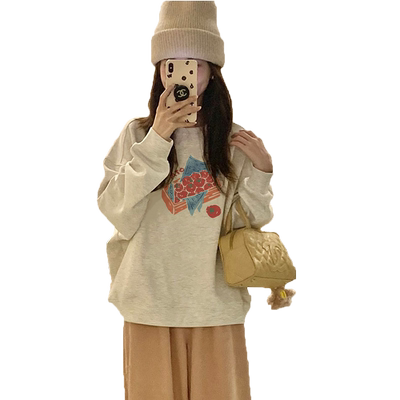 秋冬季新款圆领卫衣女士宽松外套