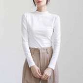 女秋冬季 2025新款 洋气内搭长袖 半高领加绒打底衫 T恤修身 显瘦上衣