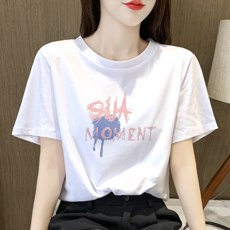 夏季美式复古白色纯棉短袖t恤女