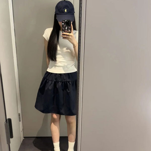 白色甜辣正肩T恤女收腰纯棉短袖2025新款修身显瘦短款上衣女夏季