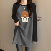 纯棉长袖 t恤女中长款 打底衫 春秋冬2025新款 内搭搭配鲨鱼裤 上衣