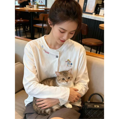 秋冬德绒内搭可外穿打底衫女2025新款长袖t恤纽扣设计感小众上衣