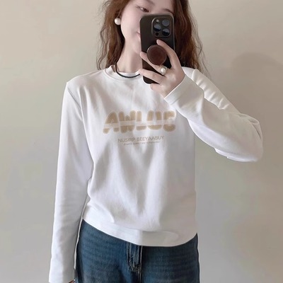 早秋季白色内搭打底衫女宽松上衣