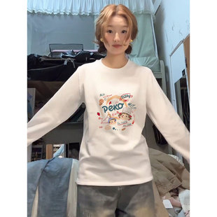 白色纯棉长袖t恤女装2026新款今年流行爆款早春内搭打底衫上衣服