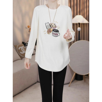 秋冬德绒内搭打底衫女中长款遮屁股独特漂亮洋气纯棉长袖t恤上衣