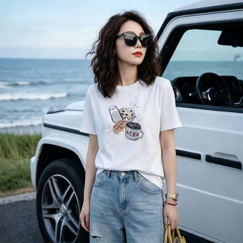 白色纯棉短袖t恤女2026新款夏季网红爆款减龄淡人松弛感穿搭上衣