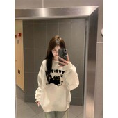 灰色加绒长袖 复古chic潮牌高级感上衣 美式 卫衣女2025早秋新款 冬季