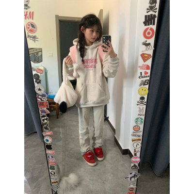 秋冬季加绒加厚连帽卫衣女新款2025今年流行爆款时尚洋气外套上衣