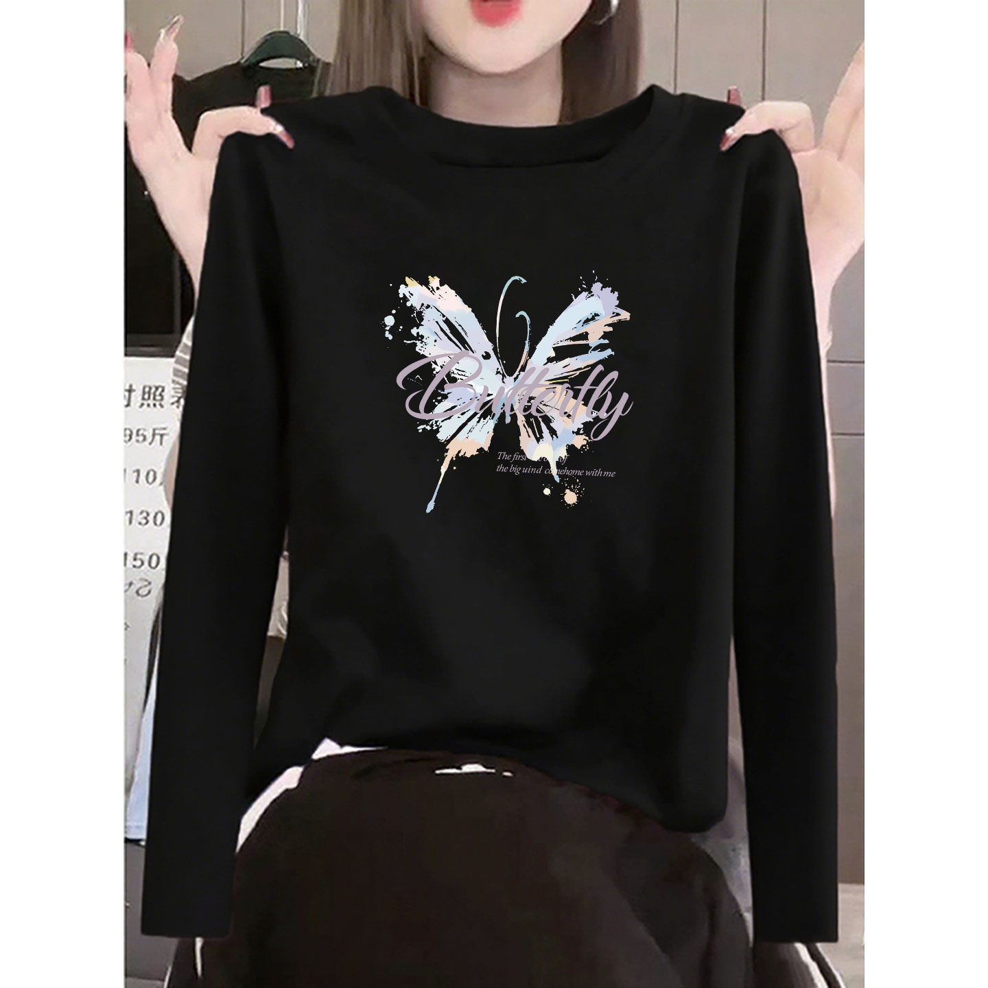 纯棉长袖t恤女2025新款秋冬季加绒内搭打底衫韩系独特超好看上衣