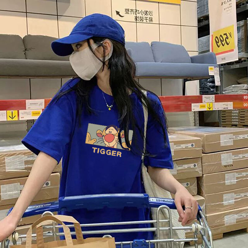 夏季宽松白色纯棉质感短袖t恤女