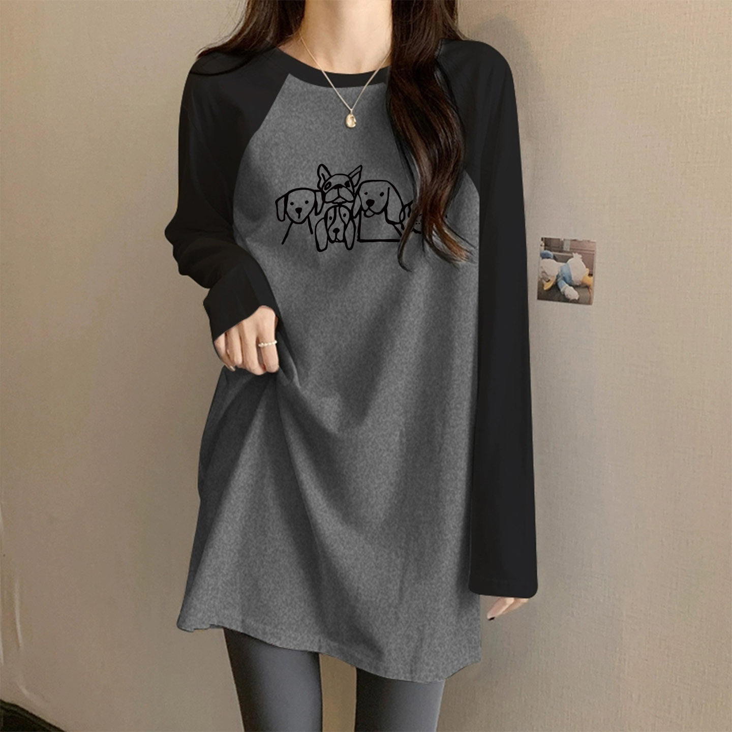 早秋穿搭中长款长袖t恤上衣女遮屁股洋气内搭打底衫2025新款爆款