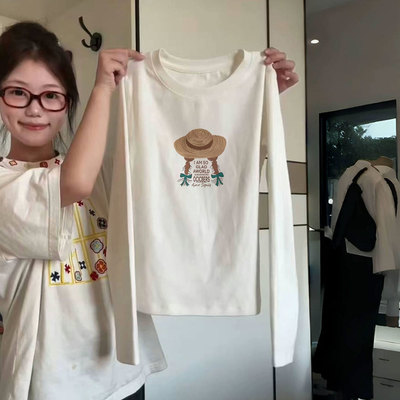 纯棉长袖t恤女2025新款爆款秋冬德绒内搭高级感打底衫上衣可外穿