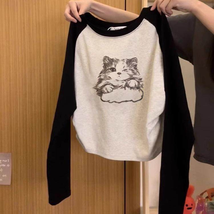 撞色正肩纯棉长袖t恤女2025新款秋冬季修身内搭打底衫上衣可外穿,女装/女士精品,T恤,淘宝优惠券,粉丝福利购,淘宝优惠卷