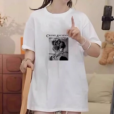 美式穿搭白色纯棉短袖t恤女2025新款爆款夏季宽松韩版慵懒风上衣