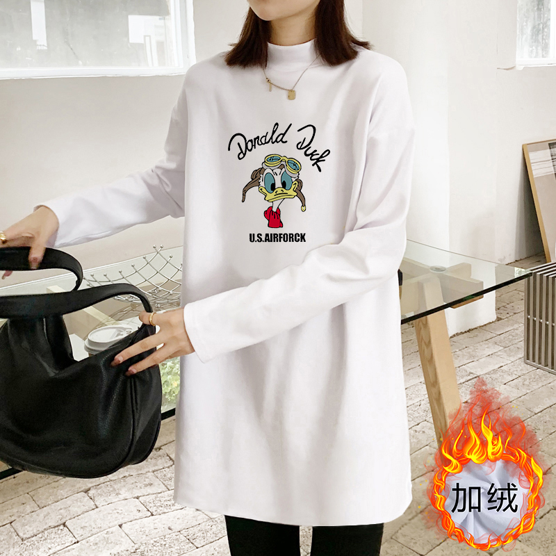 半高领白色德绒内搭打底衫女