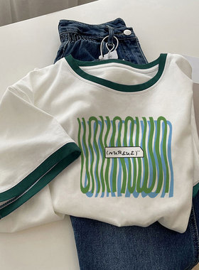 欧货纯棉短袖t恤女2026夏季新款港风chic小众设计感洋气减龄上衣