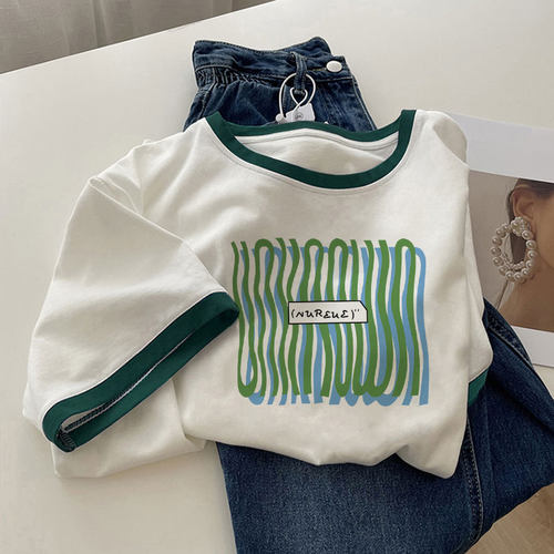 夏季新款欧货纯棉短袖t恤上衣女