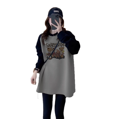 纯棉长袖上衣女中长款打底衫