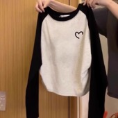 修身 插肩长袖 秋冬季 女内搭2026新款 显瘦小众设计感别致上衣 打底衫